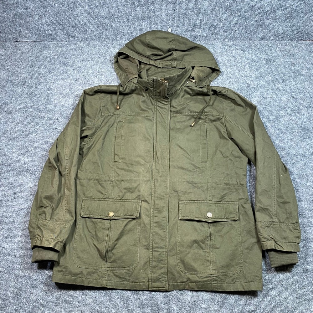 WenVen Mens 2XL Olive Green Military Field Jacket Hooded Cotton Utility Coat